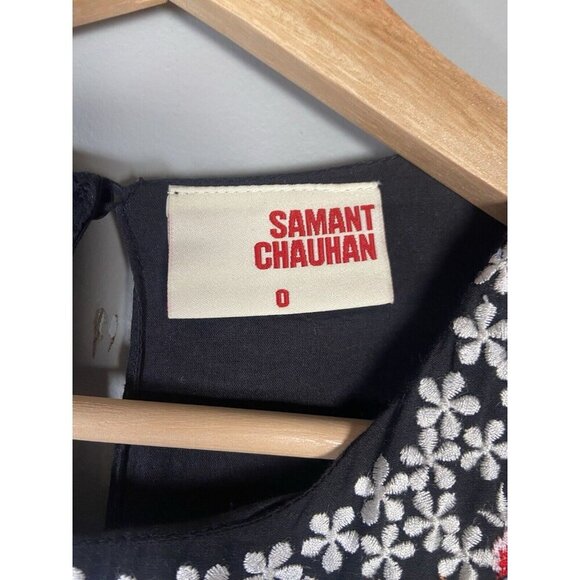 Anthropologie Samant Chauhan Floral Embroidered Tiered Maxi Dress Women's 0 (S) - Picture 4 of 15